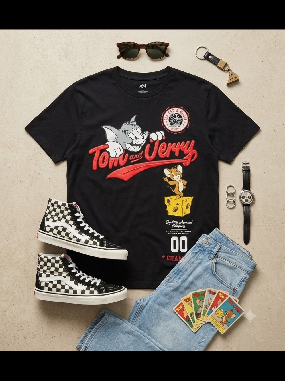 H&M Tom and Jerry Graphic Tee - Black
